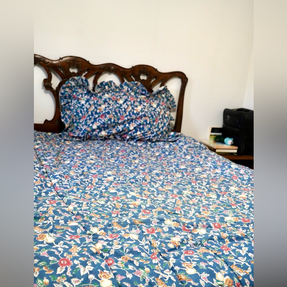 Ralph Lauren "Jardin" Twin comforter vintage Blue Label pristine W/Pillow Case